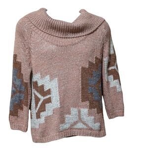Sundance wide turtleneck Tundra mauve boho southwestern Aztec wool blend Small